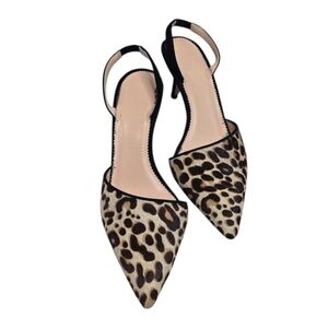 J. Crew Calf Hair Colette Asymmetrical Slingback Kitten Heel Pumps Size 6